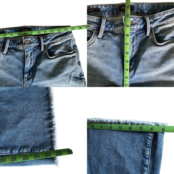 NYDJ Cropped Flare Leg High Waist Ankle Jean in Quinta wash size 6 blue raw hem - Picture 10 of 12